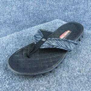 Skechers 11986MC‎ Women Flip Flop Sandal Shoes Gray Fabric Size 8 Medium